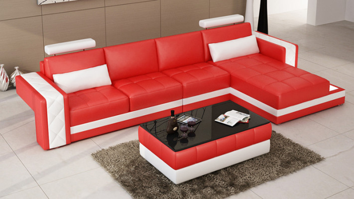 Leather sofa Couch Living landscape Corner sofa L-shape Suite Design Modern