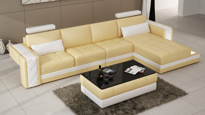 Leather sofa Couch Living landscape Corner sofa L-shape Suite Design Modern