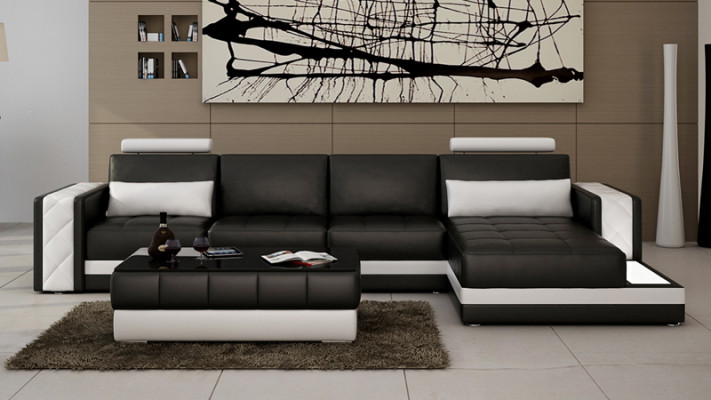 Leather sofa Couch Living landscape Corner sofa L-shape Suite Design Modern