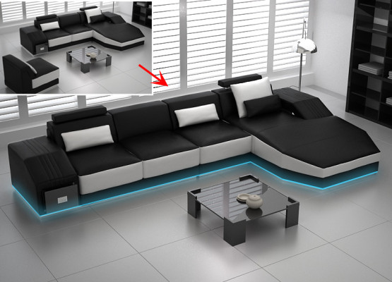 Modern leather sofa couch living landscape corner sofa corner suite design decor