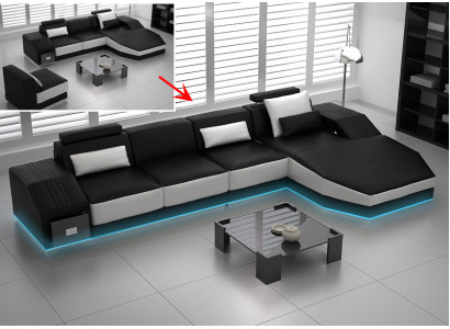 Modern leather sofa couch living landscape corner sofa corner suite design decor