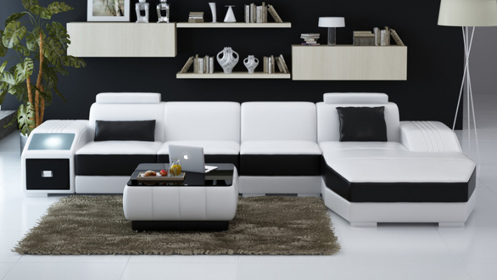 Modern leather sofa couch living landscape corner sofa corner suite design decor