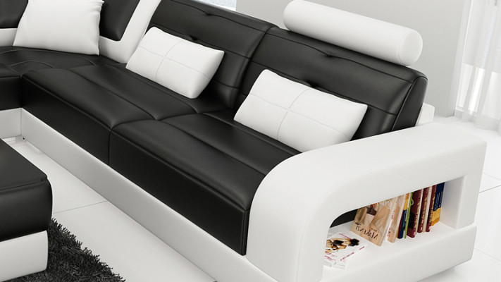 Leather sofa Couch Living landscape Corner sofa Corner Suite Design Modern Sofa L6008B
