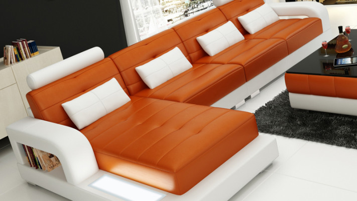 Leather sofa Couch Living landscape Corner sofa Corner Suite Design Modern Sofa L6008C