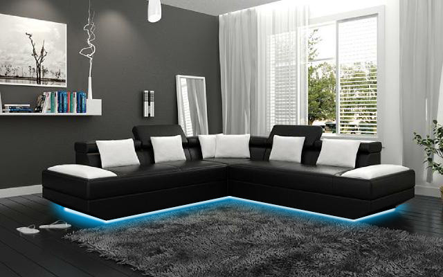 Living landscape Upholstery Corner Corner Sofa Couch Suite Landscape Leather new - 2719B