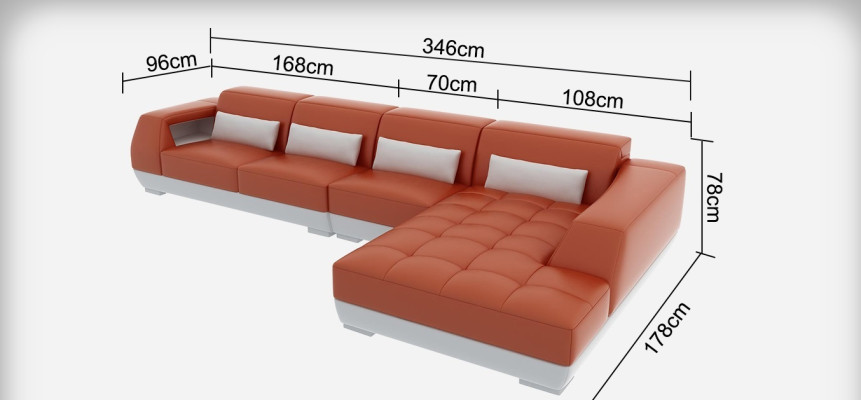 Leather sofa Couch Living landscape Corner sofa Corner Suite Design Modern Sofa G8024C