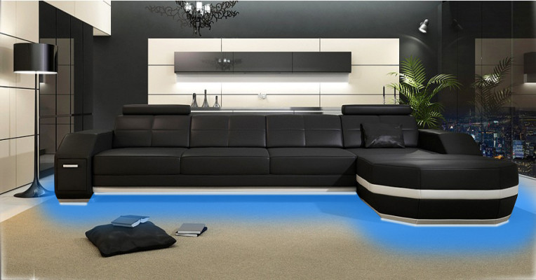 Design Corner sofa Couch Upholstery Corner Suite Leather sofa Corner Living landscape PH300B