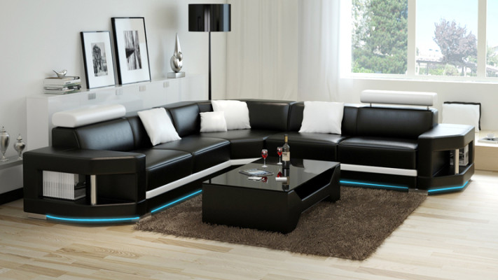 Leather Sofa Sofa Modern Couch Living landscape Corner sofa Suite Decor Design