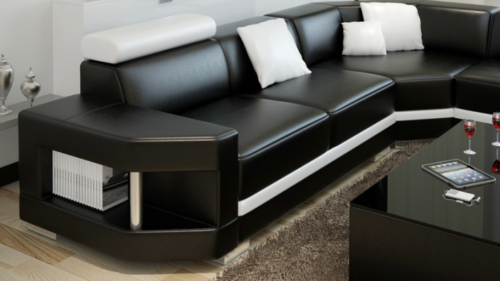 Leather Sofa Sofa Modern Couch Living landscape Corner sofa Suite Decor Design