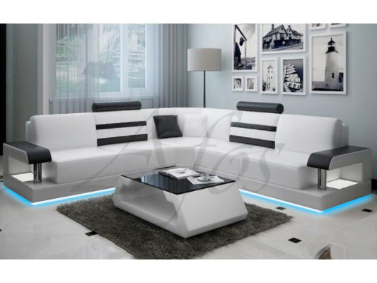 Living landscape Upholstery Corner Corner Sofa Couch Suite Landscape Leather new - 2723B