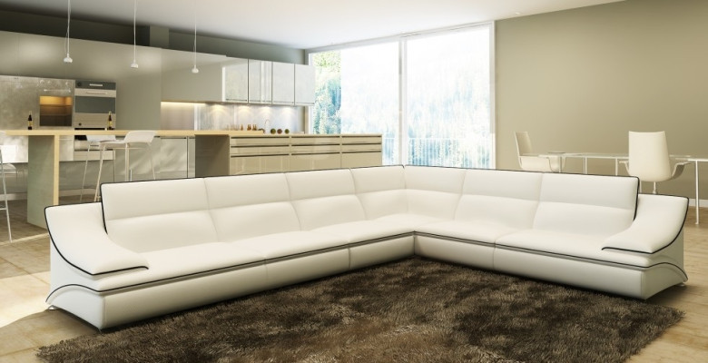 Living landscape Designer Sofa Couch Big Upholstery Leather Sofas Corner Corner Seat Black