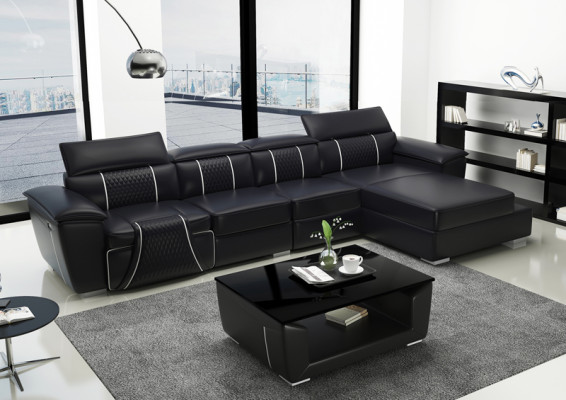 Leather Sofa Couch Upholstery Designer Sofa Leather Sofas Sofa L-shape Sofa G8048C Black