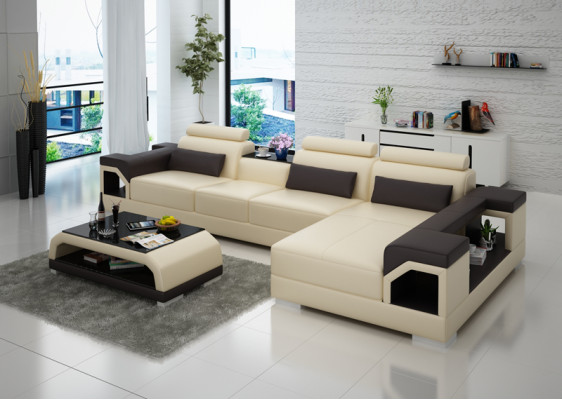 Leather sofa Couch Living landscape Corner sofa Corner Suite Design Modern Sofa G8010C