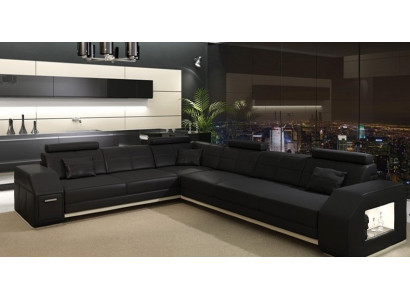 Corner sofa Leather sofa Sofa Couch Upholstery Seat Corner Suite Living landscape Ebern S