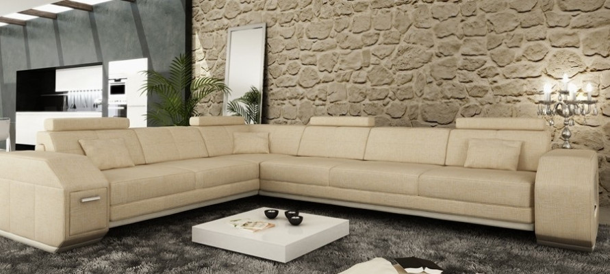 Corner sofa Leather sofa Sofa Couch Upholstery Seat Corner Suite Living landscape Ebern S