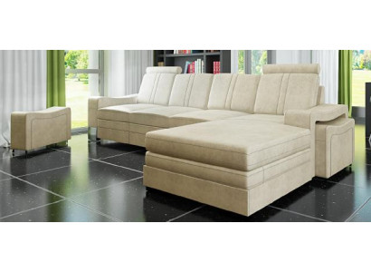 Corner sofa Textile Fabric Leather Upholstery Sofas Couch Suite Living landscape FRANCO L