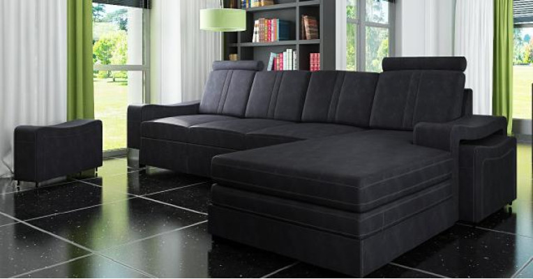 Corner sofa Textile Fabric Leather Upholstery Sofas Couch Suite Living landscape FRANCO L