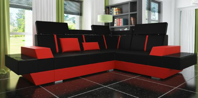 Designer leather sofa Living landscape Upholstery Couch Sofa Corner sofa Corner sofa Leather couch