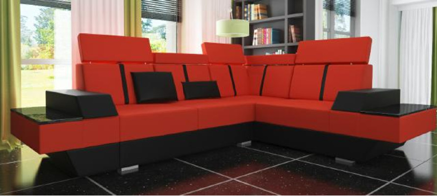 Designer leather sofa Living landscape Upholstery Couch Sofa Corner sofa Corner sofa Leather couch