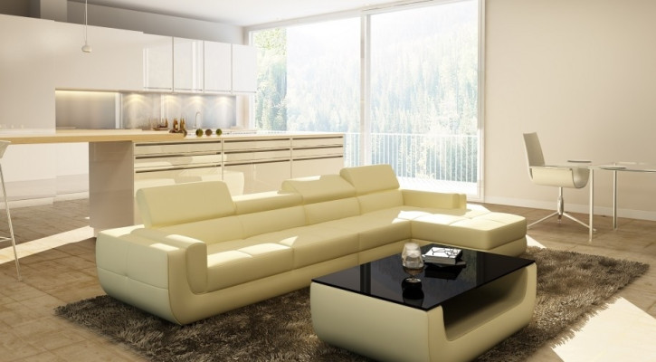 Corner sofa Leather sofa Living landscape L-shape Sofa Couch Upholstery Seat Corner Tettau Red