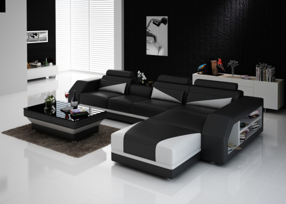 Leather sofa Couch Living landscape Corner sofa Corner Suite Design Modern Sofa G8018B