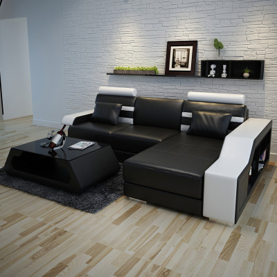 Leather sofa Couch Living landscape Corner sofa Corner Suite Design Modern Sofa L6016E