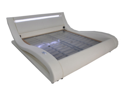 Luxury Leather Design Upholstery Beds Double Modern Illuminated Marriage Bed