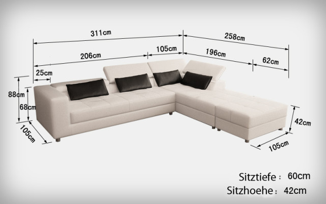 Leather sofa Couch Living landscape Corner sofa Corner Suite Design Modern Sofa F3018