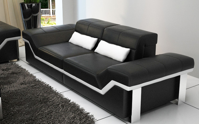 Leather Sofa Couch Living landscape 3+3 Suite Design Modern Sofas new