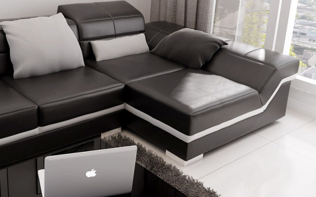 Leather sofa sofa couch living landscape corner sofa suite decor modern design