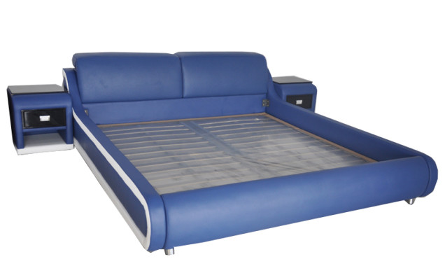 Double Luxury Leather Bed + USB Upholstery Beds Multifunction LB8835