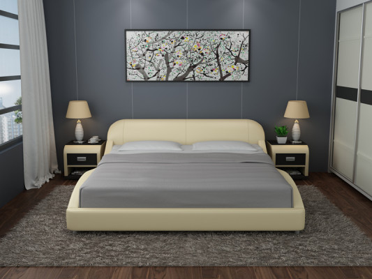 Design Leather Bed Luxury Upholstery Beds Double Modern Marriage 140/160/180 cm