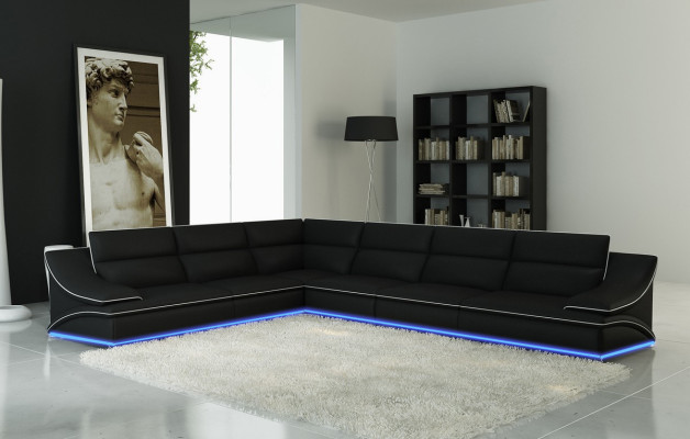 Leather sofa Couch Living landscape Corner sofa Corner Sofa Suite Design Modern