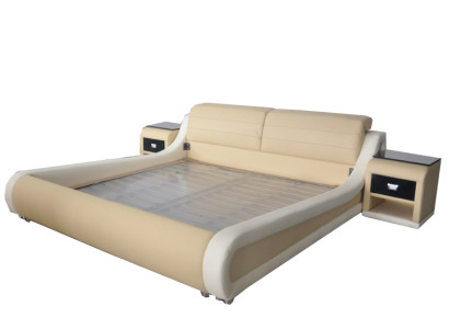 Double Luxury Design Leather Bed Hotel Upholstery Beds Modern Multifunction