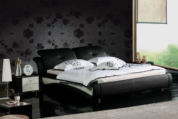 Double bed Beds Upholstery Leather Designer Marriage Modern Bed Bed frame new 1206