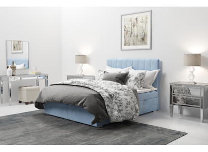 Boxspring Bed Hotel Double Blue Velvet Luxury Beds Upholstery bed base 180x200