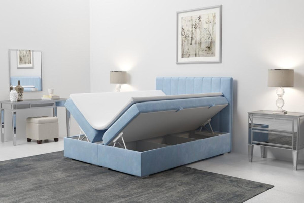 Boxspring Bed Hotel Double Blue Velvet Luxury Beds Upholstery bed base 180x200