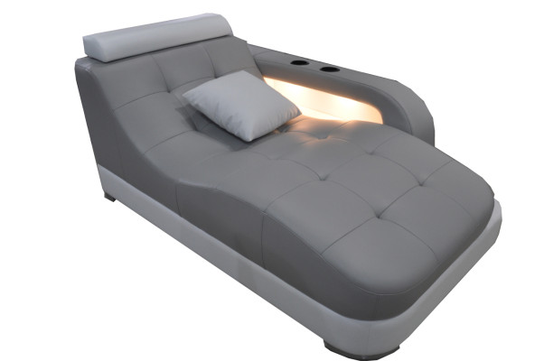 Designer Leather Chaise Longues + USB Ottoman Sofa Genuine Leather Relax Chaise