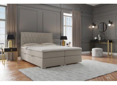 Boxspring Bed Hotel Luxury Beds Upholstery Function Box Beige Double 180x200