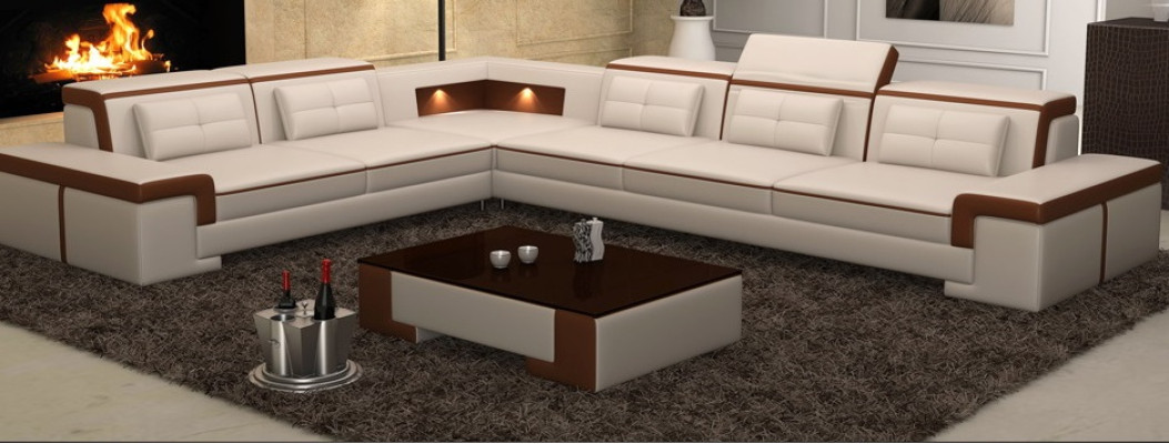 Modern Corner sofa Couch Leather Upholstery Design Sofa Suite Living landscape