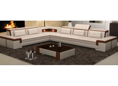 Modern Corner sofa Couch Leather Upholstery Design Sofa Suite Living landscape