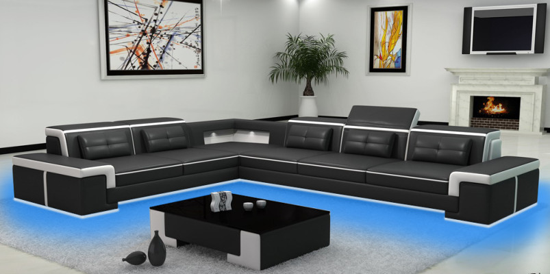 Modern Corner sofa Couch Leather Upholstery Design Sofa Suite Living landscape