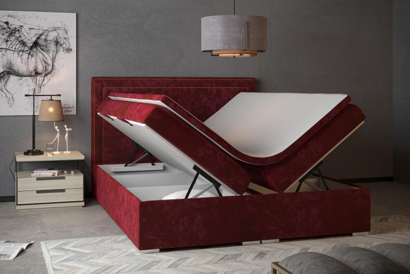 Boxspring Bed Hotel Double Design Beds Luxury Upholstery Box Function Blue new
