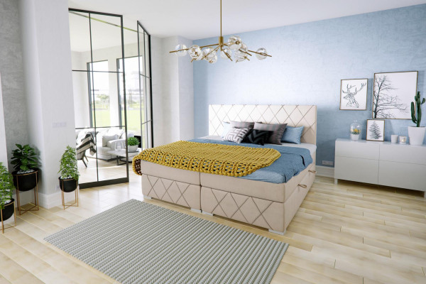 Box Spring Bed Complete Set Double Mattress Topper Beds Function Box Hotel