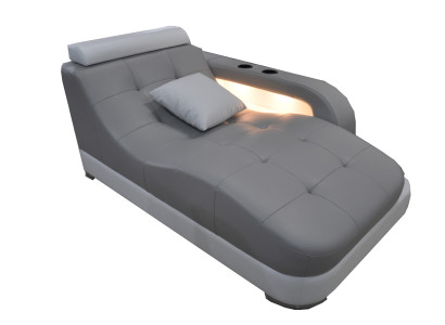 Designer Leather Chaise Longues Modern Gray Lounger Ottoman Sofa Real Leather Relax