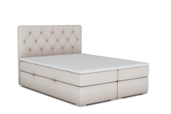 Boxspring Bed Hotel Double Blue Textile Luxury Beds Upholstery bed base function