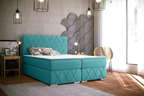 Complete Set Mattress & Topper Boxspring Bed Luxury Upholstery 140x200cm Beds