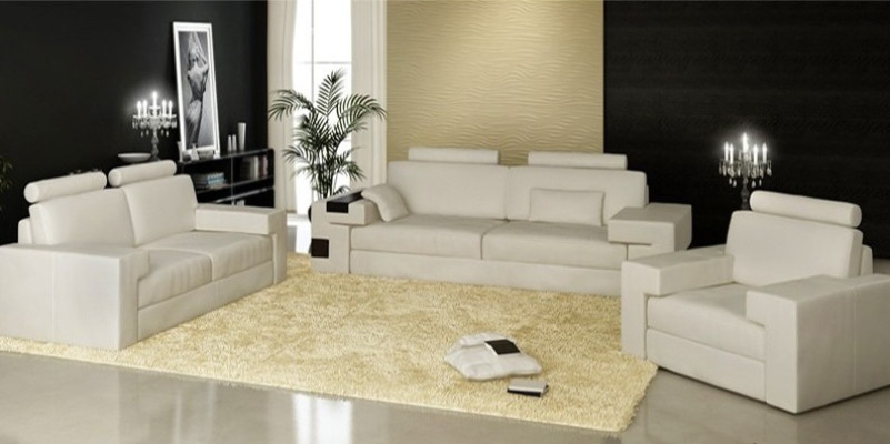 Sofa set Sofa Couch Upholstery Seat Leather Suite Living landscape Light Nassau