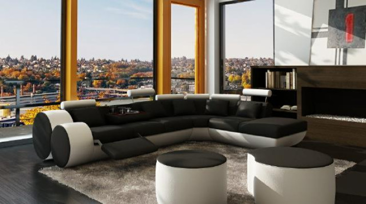 Corner sofa Sofa Couch Upholstery Living landscape Leather Corner Sofas Suite sofas Madird
