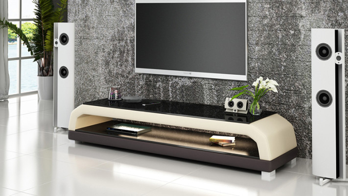 TV-cabinet TV Sideboard Leather Glass Table Television Wardrobe Table Lowboard Mo.G